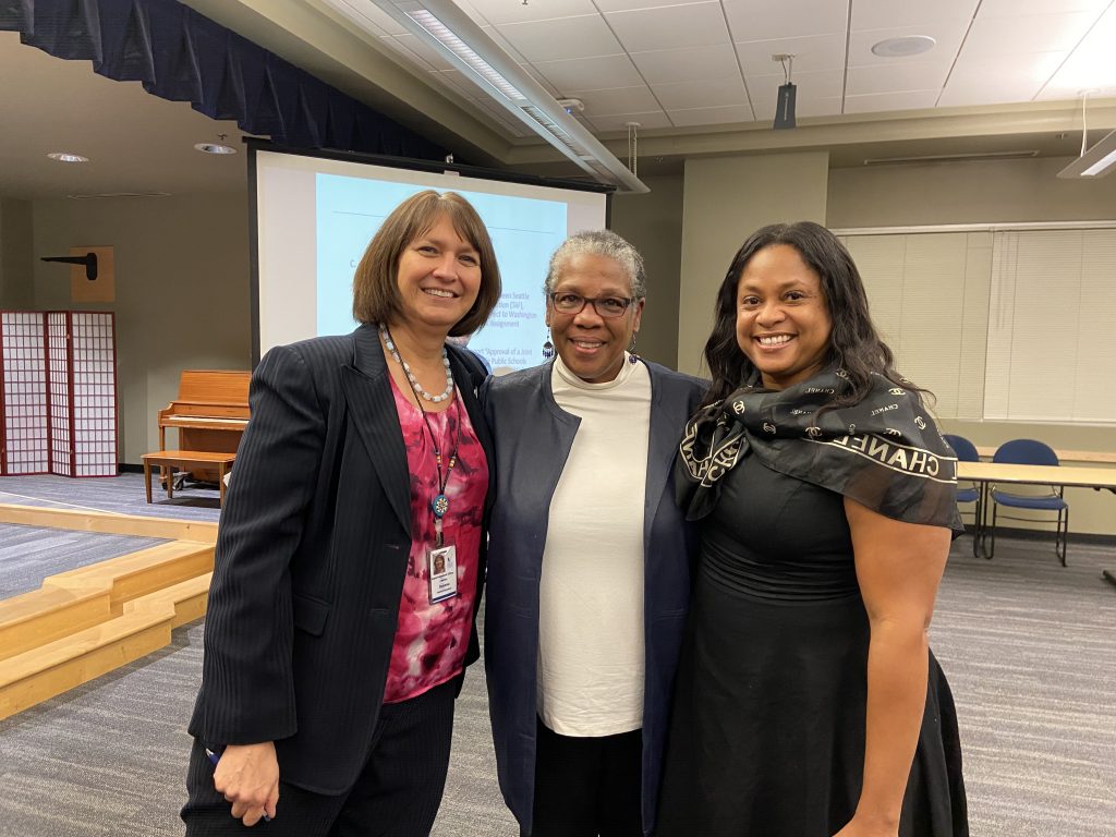 Superintendent Juneau, TAF Co-founder Trish Millines Dziko, and ...